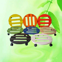 China Best Gardening Supplies Round Wooden Flower Pot Stand / Heavy Duty Mobile Plant Stand Mover Dolly China supplier manufacturer factory