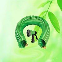China EVA coil garden hose set with brass connectors, adjustable hose spray nozzle, garden water hose China supplier manufacturer factory