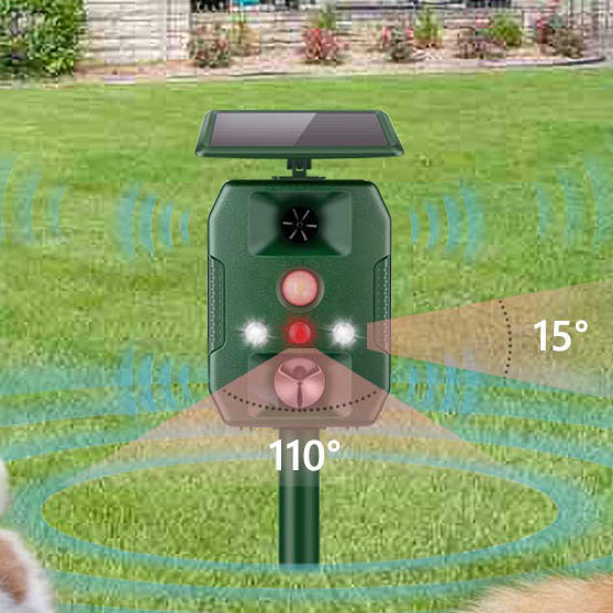 Solar Powered Outdoor Ultrasonic Animal Repellent with PIR HT5316